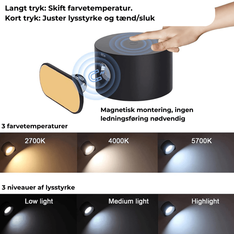 Flexilight™ | 360° Draaibare, draadloze oplaadbare wandlamp